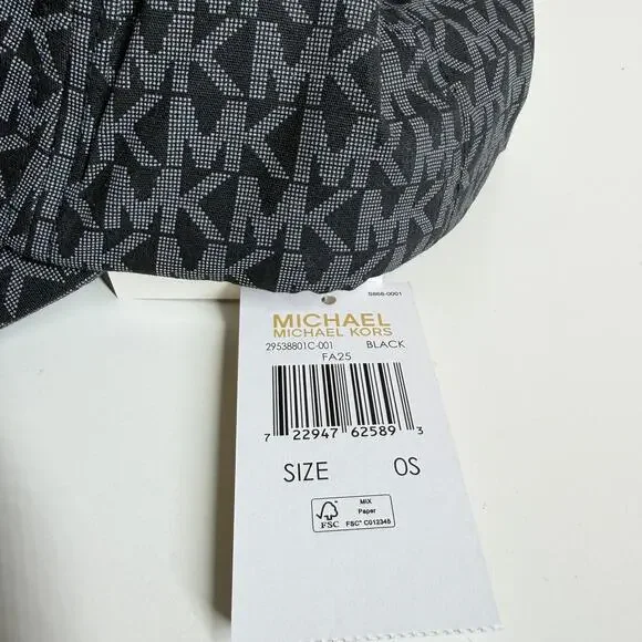 Michael Kors MK Logo Monogram Baseball Cap black/gray adjustable strap OS - NWT - Picture 8 of 8